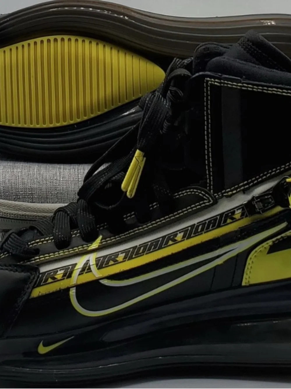 Nike Kids Racing-Style High-Top Sneakers in Black & Yellow